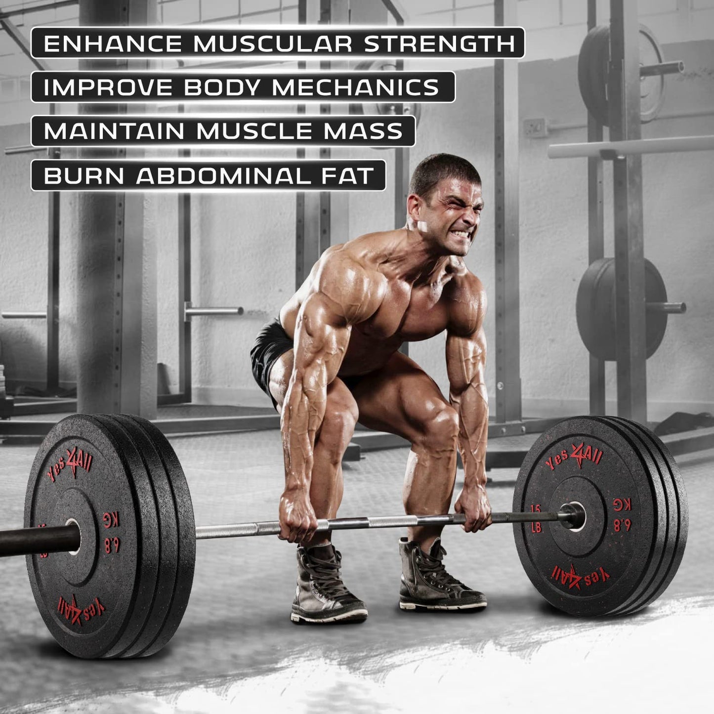 Yes4All 2" Bumper Plate, 10-190 LB Olympic Rubber Weight Plate with Steel Hub for WeightLifting, Strength Training, Home Gym, Less Impact, Absorb Bounce & Shock, Multiple Options