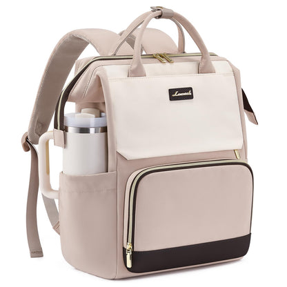 LOVEVOOK Laptop Backpack for Women with Giant Tumbler Holder Pocket, 15.6 inch Travel Work Bag Purse for Nurse Teacher, Waterproof Casual Daypack Bookbag for College Business