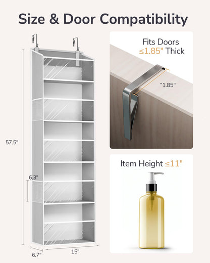 ULG Over The Door Organizer with 6 Large Pockets 12 Side Pockets, 50lbs Weight Capacity Door Hanging Organizer for Bedroom, Bathroom, Pantry, Nursery Storage, Beige