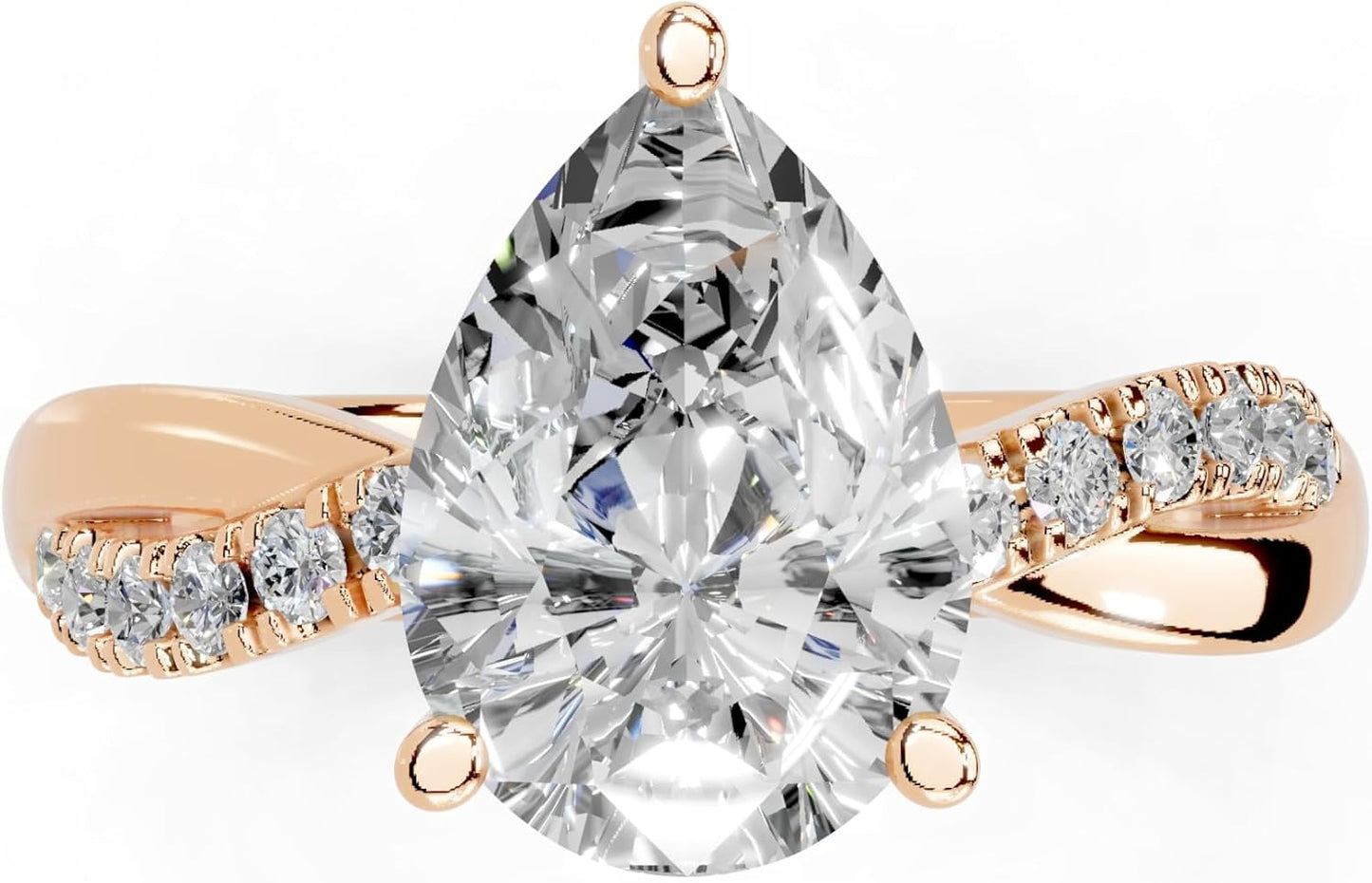 Pear Cut Lab Grown Diamond IGI Certified 3 Prong Split Shank Engagement Anniversary Wedding Ring in 14K Gold, Platinium for Women (1.0-5.0 Ct, F-G Color, VS1-VS2 Clarity)