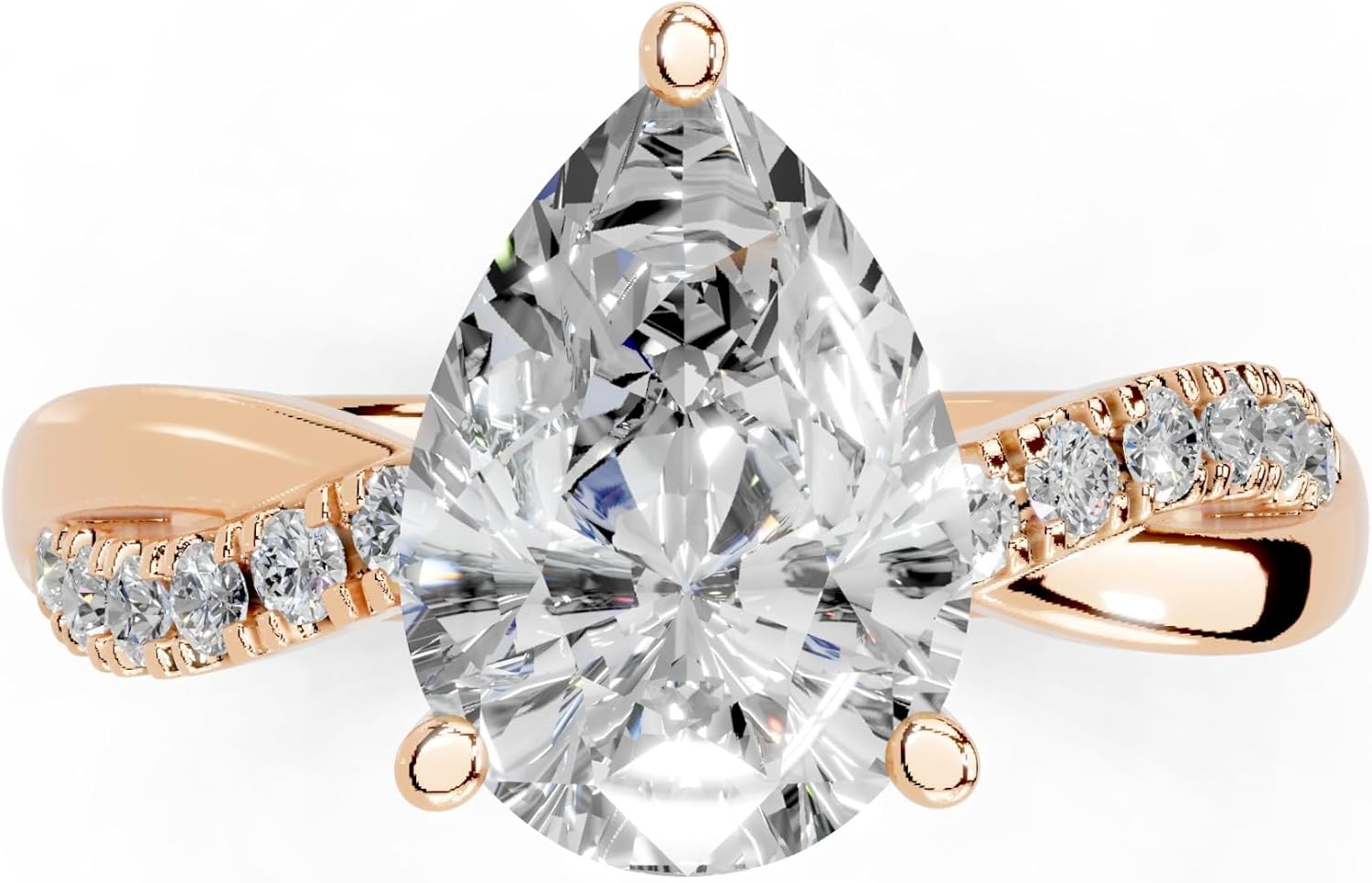 Pear Cut Lab Grown Diamond IGI Certified 3 Prong Split Shank Engagement Anniversary Wedding Ring in 14K Gold, Platinium for Women (1.0-5.0 Ct, F-G Color, VS1-VS2 Clarity)