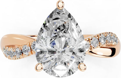 Pear Cut Lab Grown Diamond IGI Certified 3 Prong Split Shank Engagement Anniversary Wedding Ring in 14K Gold, Platinium for Women (1.0-5.0 Ct, F-G Color, VS1-VS2 Clarity)