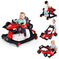 BABY JOY 4-in-1 Baby Walker, Foldable Activity Walker with Adjustable Height & Speed, Music, Lights, Anti-Rollover, Toddler Push Walker, Baby Walker with Wheels for Boys Girls 6-18 Months (Pink)