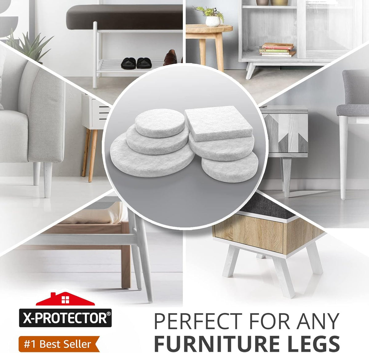 Felt Pads X-PROTECTOR - Giant 235 Pack Premium Furniture Pads. Huge Quantity Felt Furniture Pads Wood Floor Protectors for Furniture Feet – Best Hardwood Floor Protectors. Protect Your Wood Floors!