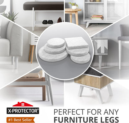 Felt Pads X-PROTECTOR - Giant 235 Pack Premium Furniture Pads. Huge Quantity Felt Furniture Pads Wood Floor Protectors for Furniture Feet – Best Hardwood Floor Protectors. Protect Your Wood Floors!