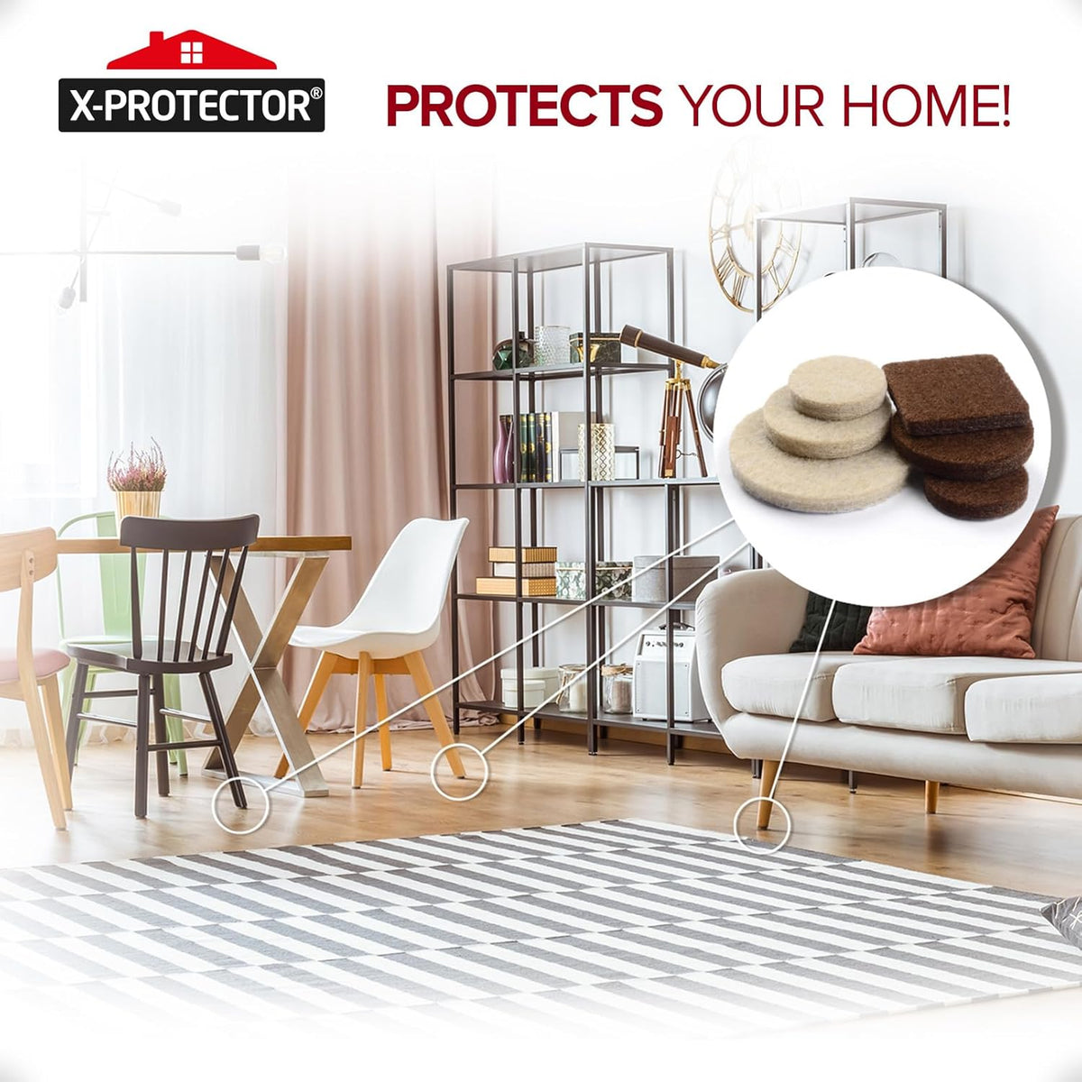 Felt Pads X-PROTECTOR - Giant 235 Pack Premium Furniture Pads. Huge Quantity Felt Furniture Pads Wood Floor Protectors for Furniture Feet – Best Hardwood Floor Protectors. Protect Your Wood Floors!