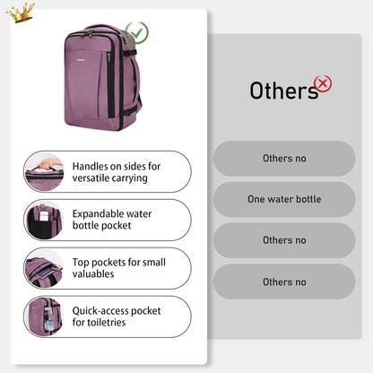 ECOHUB 16'' Reise-Rucksack Handgepäck Unterseat-Rucksack Persönlicher Gegenstand Flugzeug-Reisetasche mit 13 Taschen Handgepäck Flaschenhalter USB-Ladeanschluss Casual Daypack für Frauen Männer Schwarz