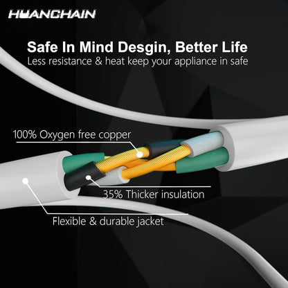 HUANCHAIN Indoor Outdoor Black Extension Cord 25 ft Waterproof, 16/3 Gauge Flexible Cold-Resistant Appliance Cable Outside, 13A 1625W 16AWG SJTW, 3 Prong Electric Cord, ETL