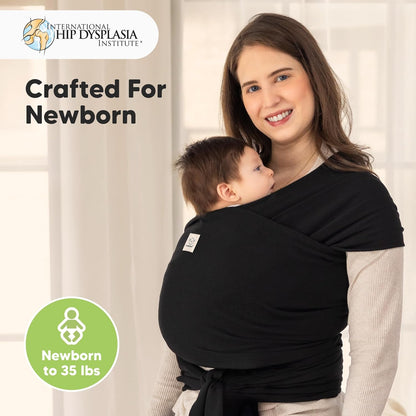KeaBabies Babytragetuch – Das 1 Original Babytragetuch für Neugeborene bis Kleinkinder, einfach anzulegen, freihändiges Bonding, leicht, atmungsaktive Babytrage (Trendy Black)