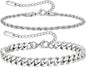 7.8+1.2 inches (20+3 cm)2pcs-silver-rope/Cuban