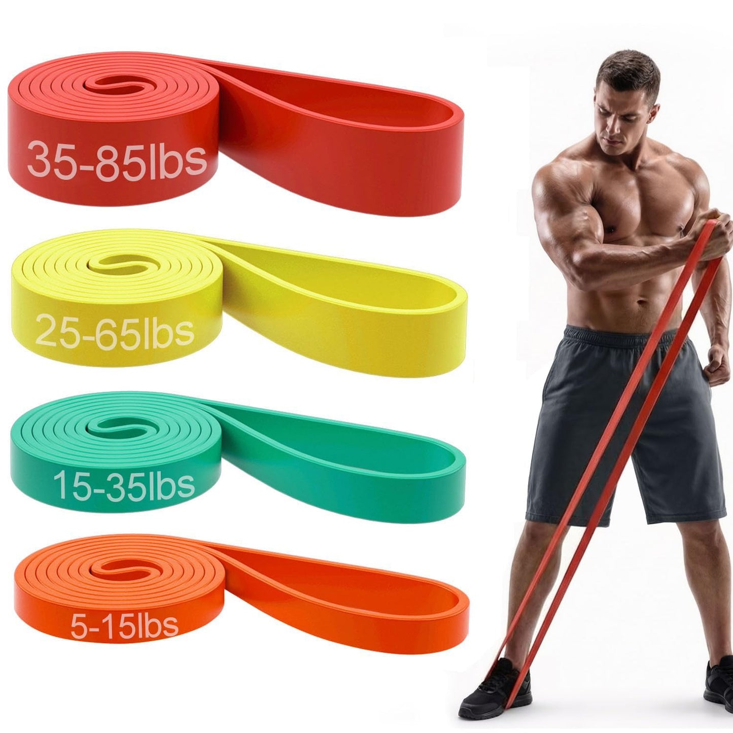Pull Up Bands, Resistance Bands Set, Exercise Workout Bands for Men & Women, Ideal for Body Stretching, Physical Therapy and Muscle Training