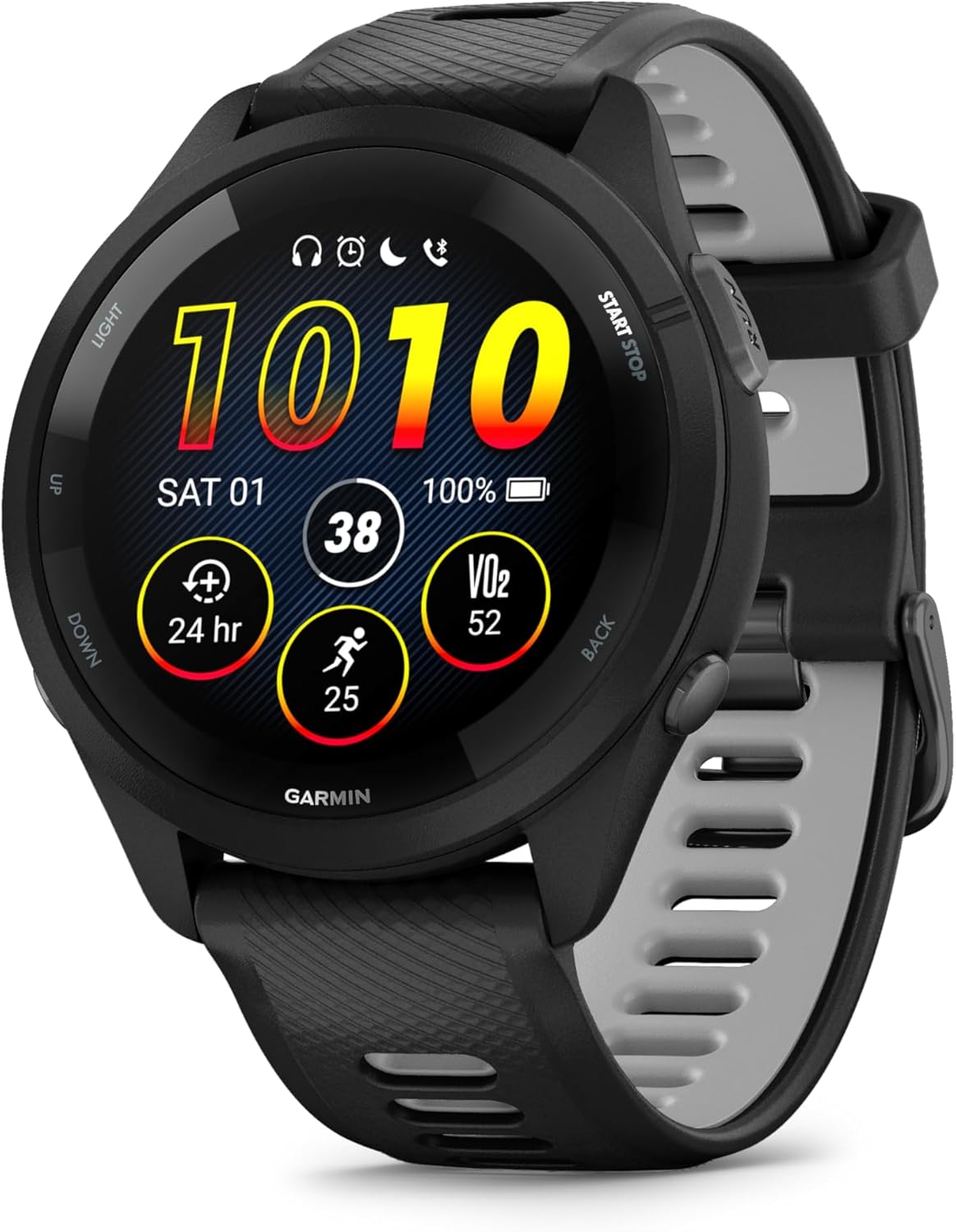 Garmin Forerunner® 265 Running Smartwatch, Colorful AMOLED Display, Training Metrics and Recovery Insights, Black and Powder Gray