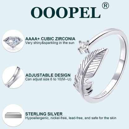 OOOPEL Sterlingsilber Verstellbarer Ring S925 Silberringe für Frauen Zirkonia Twist Liebesknoten Zarter Ring Silber Minimalistischer Offener Fingerring Silber Daumen Sterlingsilberring