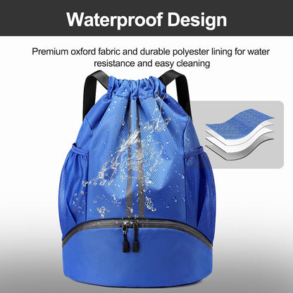 Hoedia Sports-Kordelzugrucksack – Schwimm-Turnbeutel mit Schuhfach und wasserdichter Tasche für Damen und Herren