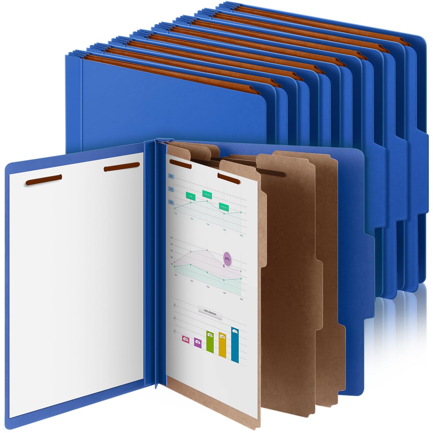 Skyygemm 24 Pcs Classification Folders Letter Size, 3 Divider Pressboard File Folder with Fasteners, Expanding File Organizer Bulk for School Teachers, Office Employee, Coworker, Staff (Yellow)
