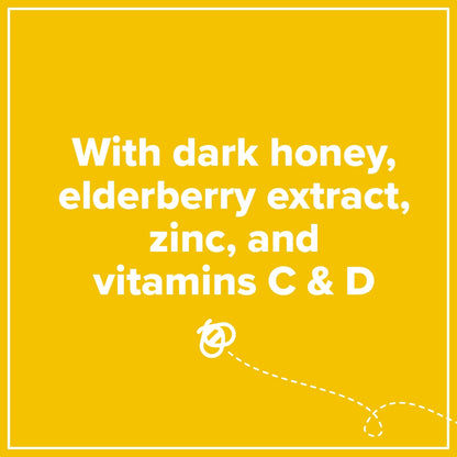 Zarbee's Honey Cough Syrup + Immune for Adults & Children 12+, Cough Syrup with Dark Honey, Real Elderberry, Vitamin C, D & Zinc for Immune Support*, Drug-& Alcohol-Free, Berry, 8 fl. oz (Pack of 2)