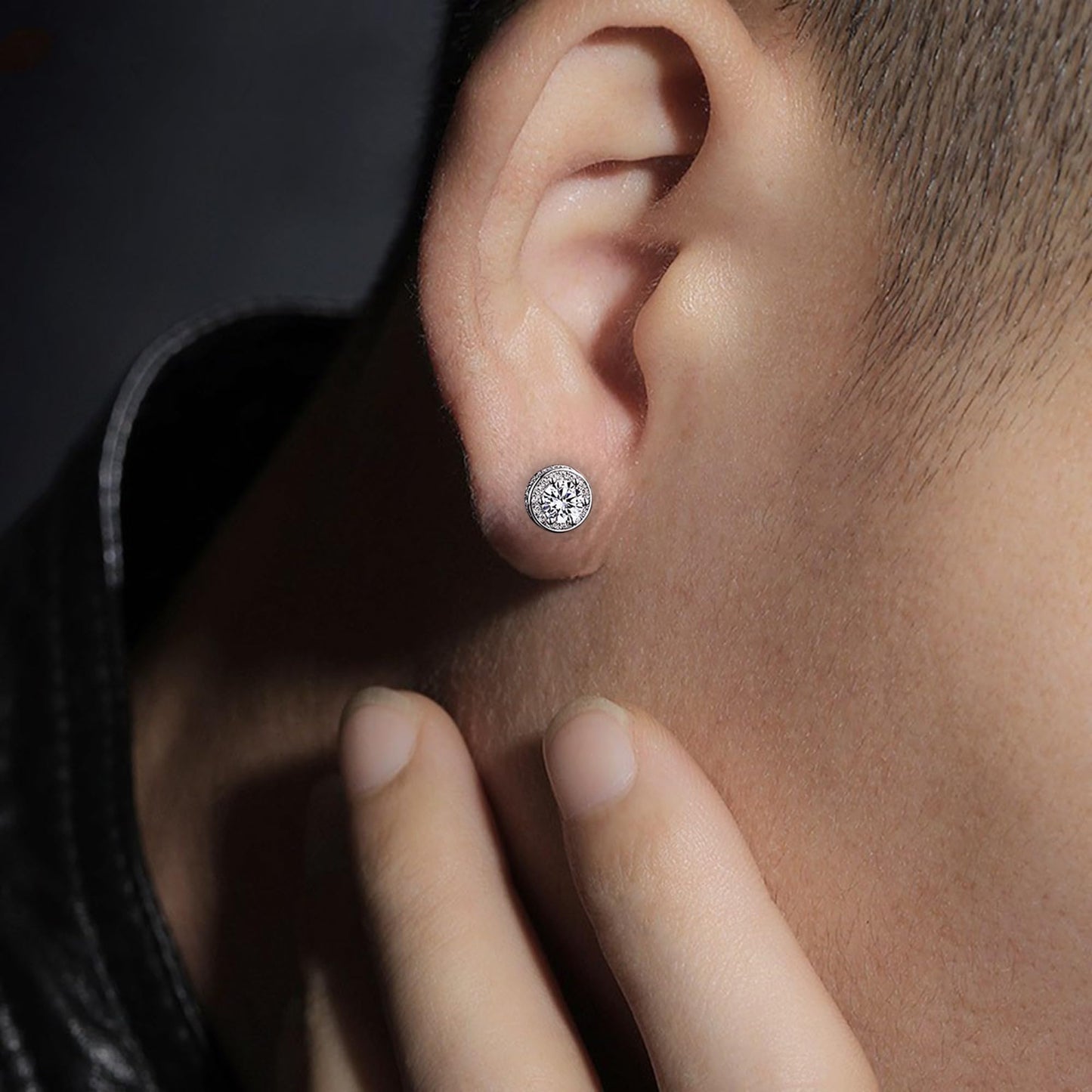 Sereney Dance Ohrringe 925 Sterling Silber Halo Stecker Hypoallergene Ohrringe für Damen, CZ 8 mm Runde Zirkonia Ohrstecker Ohrringe für Herren