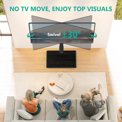 WALI Rolling TV Stand with Power Outlet & AV Shelf, Mobile Tall TV Stand Mount on Wheels for 34-75 inch TV up to 110 lbs, Swivel Height Adjustable TV Cart with Wood Base for Bedroom(TVDVD-6PRW), White