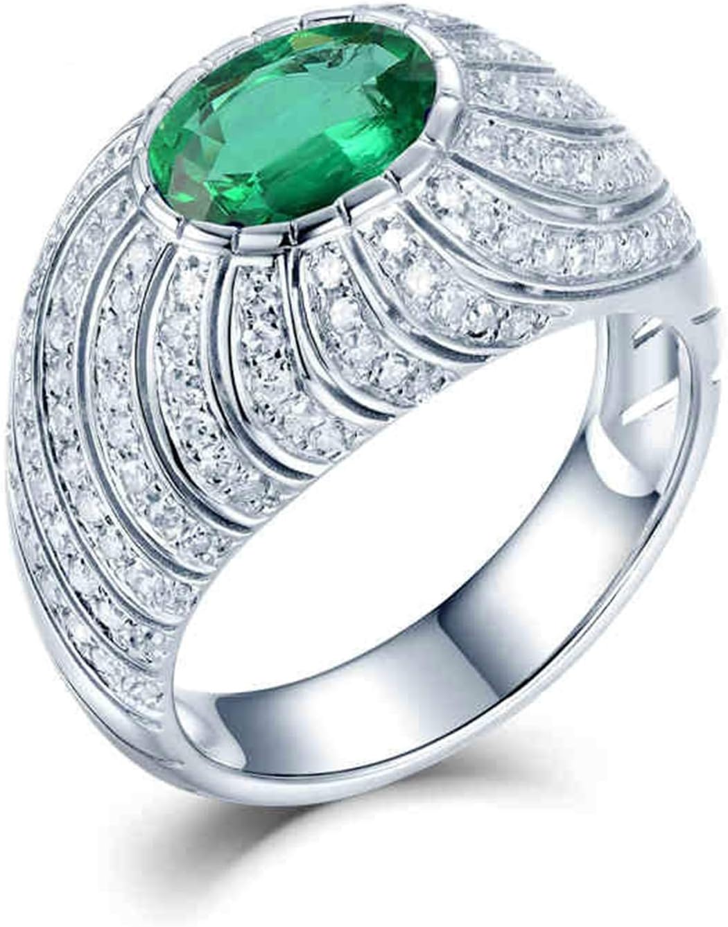Wedding Rings for Womens, White Gold Ring Womens 0.8 ct Emerald Diamond Jewelry Rings Wedding Bands (White Gold)