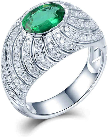 Wedding Rings for Womens, White Gold Ring Womens 0.8 ct Emerald Diamond Jewelry Rings Wedding Bands (White Gold)