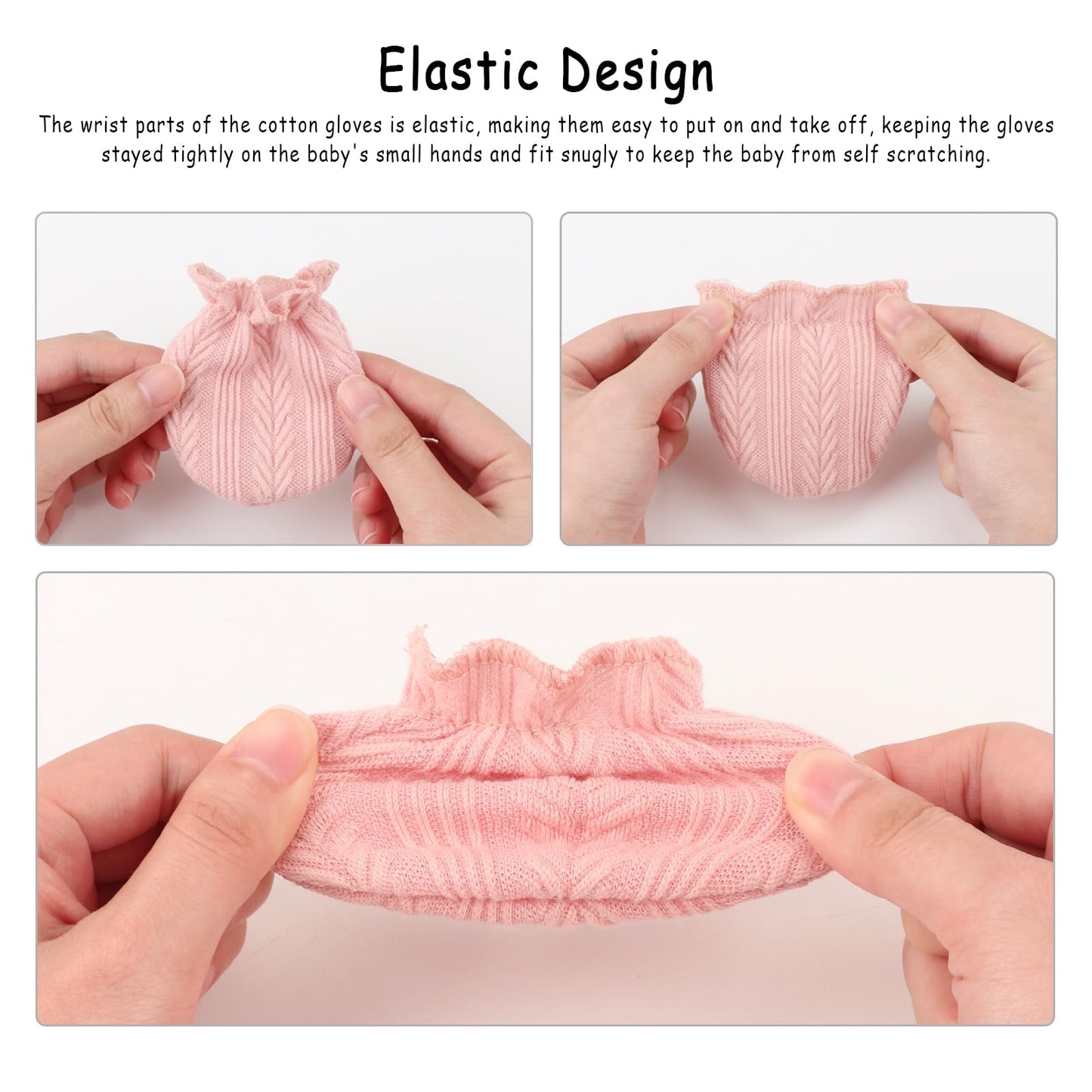 BQUBO Baby Fäustlinge Kratzschutz Handschuhe aus Baumwolle mit elastischem Bündchen Hypoallergen für Neugeborene und Babys von 0-6 Monaten Jungen und Mädchen