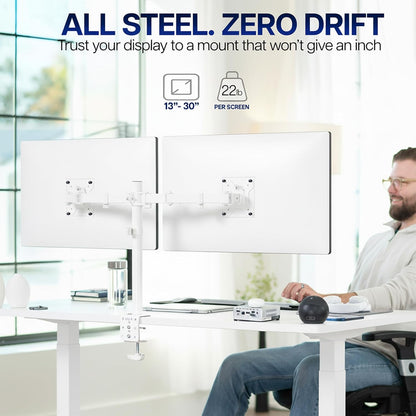 VIVO Dual-Monitor Tischhalterung, für 2 Bildschirme bis zu 30 Zoll und je 10 kg, Hochleistungs-Stahlständer voll verstellbar mit Klemme und Tülle, Schwarz, STAND-V002