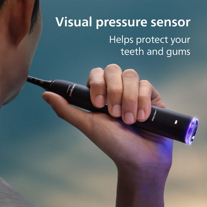 Philips Sonicare DiamondClean Smart 9500 Electric Toothbrush - Sonic Toothbrush with App, Pressure Sensor, 15 Brushing Settings, Replacement Reminder, USB Charging Travel Case, Black, Model HX9923/11