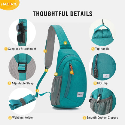 HALOVIE Anti-Diebstahl Sling Bag RFID-Reise-Sling-Rucksack Leichtgewicht Wander-Umhängetasche Brusttasche zum Spazierengehen Arbeiten