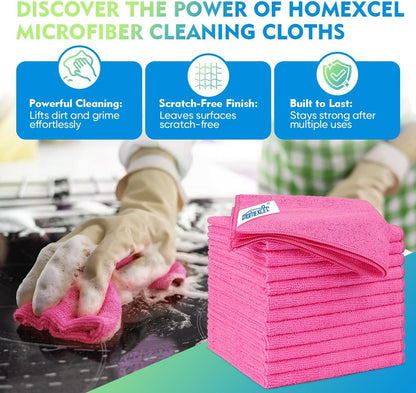 HOMEXCEL Mikrofasertuch 12er-Pack, 31,75 x 31,75 cm Mikrofasertücher für Autos, ultra-saugfähiges Autowaschtuch, fusselfreie, streifenfreie Reinigungstücher für Auto, Küche und Fenster (Grau)