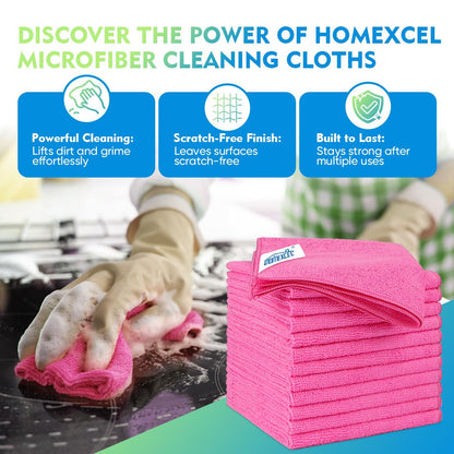 HOMEXCEL Microfiber Cleaning Cloth 12 Pack, 12.5 x 12.5 inch Microfiber Towels for Cars, Ultra Absorbent Car Washing Cloth, Lint Free Streak Free Cleaning Rags for Car, Kitchen, and Window (Grey)