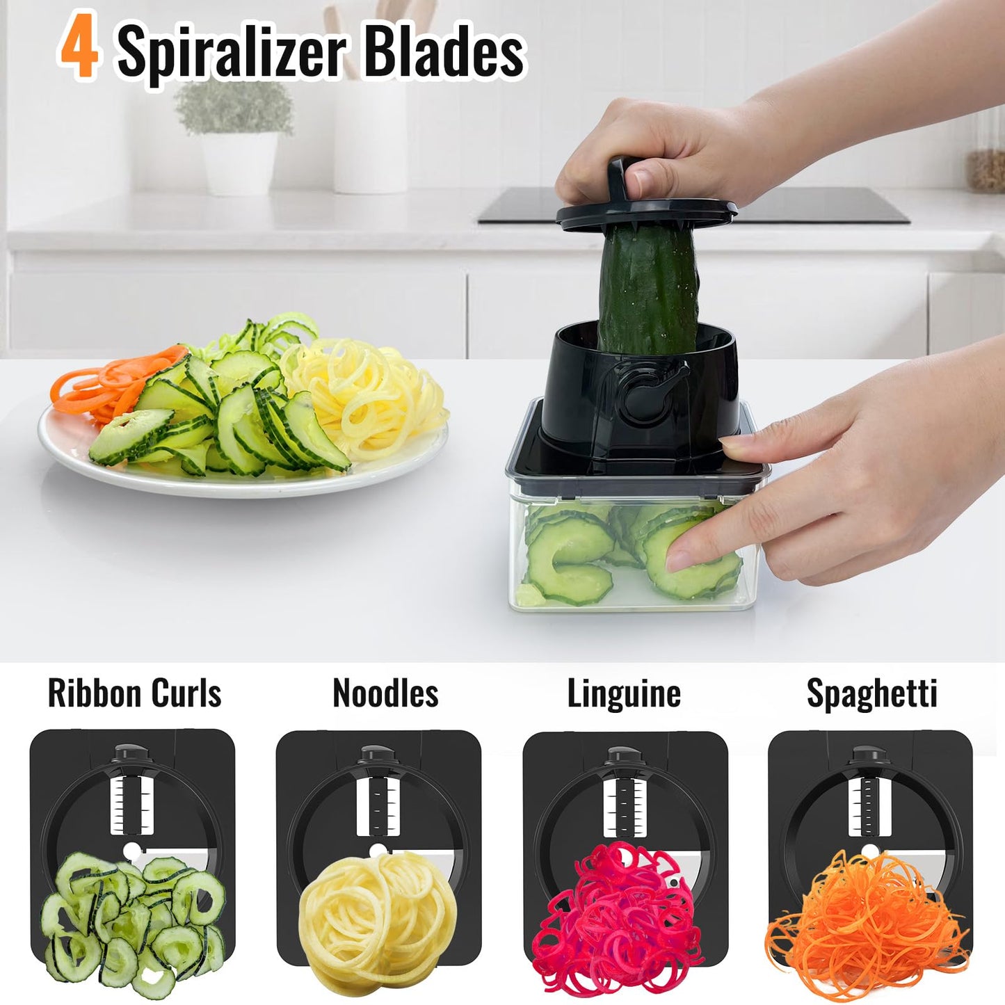 8 Blade All-in-1 Vegetable Chopper Mandoline Slicer with Container, Food Chopper, Onion Chopper, Veggie Cutter for Salad, Kitchen Gadgets Accessories Essentials, White