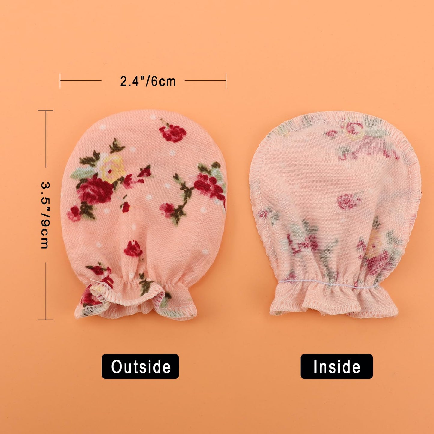 BQUBO Baby Fäustlinge Kratzschutz Handschuhe aus Baumwolle mit elastischem Bündchen Hypoallergen für Neugeborene und Babys von 0-6 Monaten Jungen und Mädchen