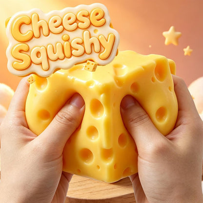 Cheese Squishy Stress Relief Original Sensory Food Squishy Stress Relief Fidget Toy Stress Balls for Adults (Yellow-1PC)