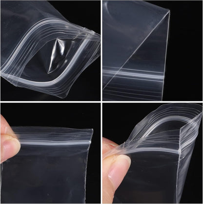 100 kleine Plastiktüten, 5 x 7 cm, wiederverschließbare Zip-Beutel, kleine durchsichtige Plastiktüten für Schmuck, Schrauben, Aufbewahrung