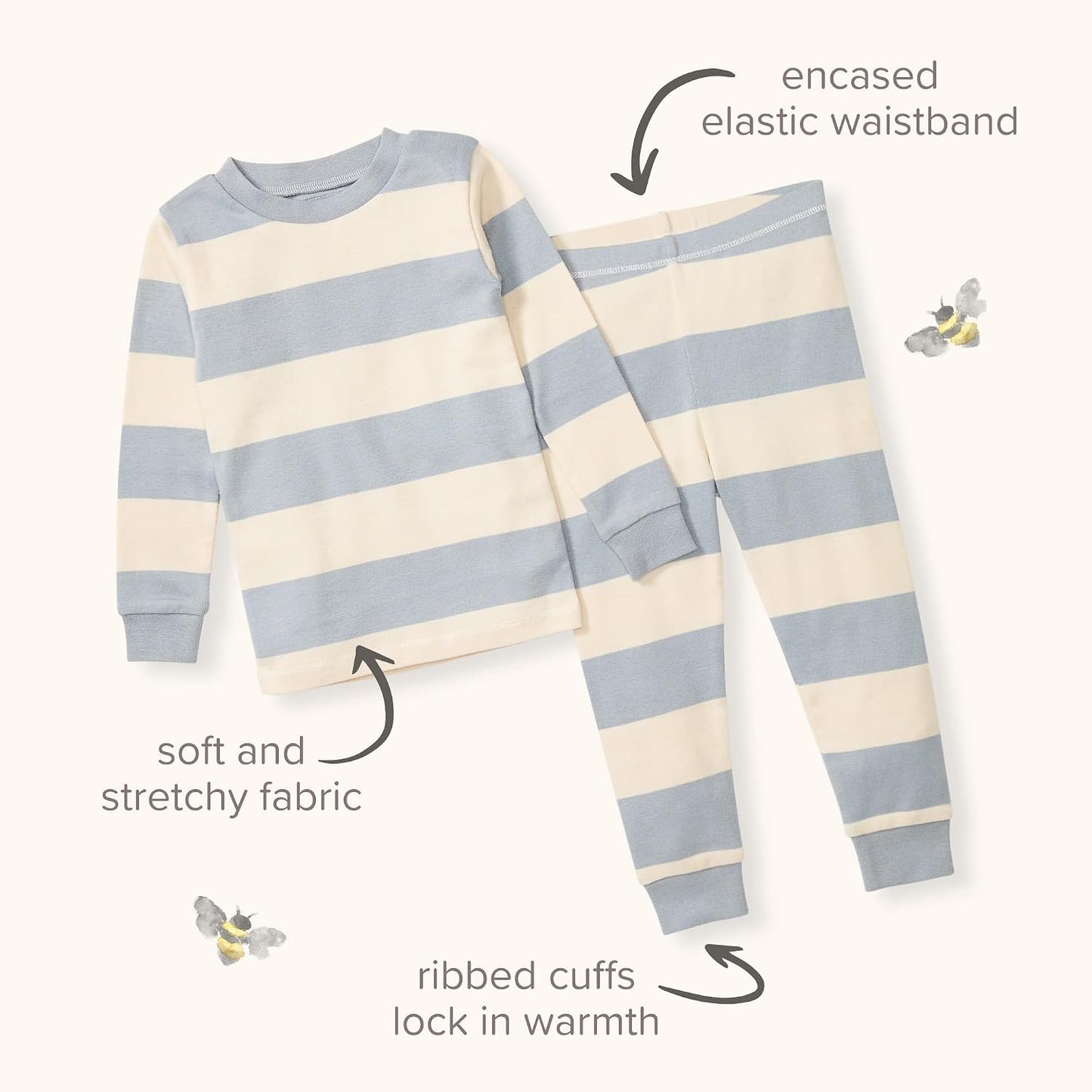 Burt's Bees Baby Organic Cotton Pajamas for Boys, 100% Cotton Pajama Set for Toddlers and Kids, Soft and Stretchable Fabric