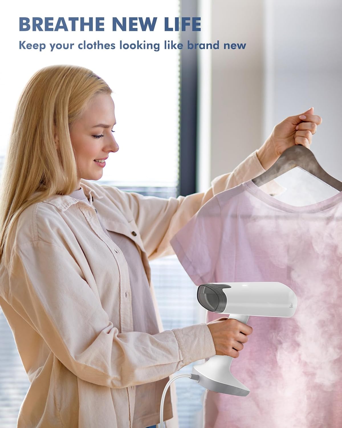 BEAUTURAL 1200-Watt Handheld-Dampfglätter für Kleidung, 30 Sekunden Aufheizzeit, 260 ml Wassertank, Aqua