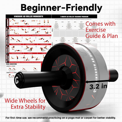 VINSGUIR Ab Roller Wheel, Abs & Core Workout Equipment for Home Gym with Knee Pad Accessories, Abdominal Wheel for Full-body Strength Training
