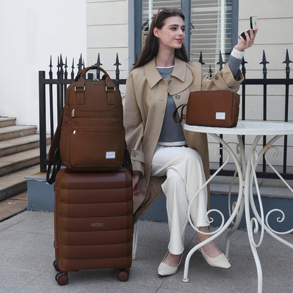 Mocha Magic: TRIPLAYER's 22 Inch Carry On Luggage Set