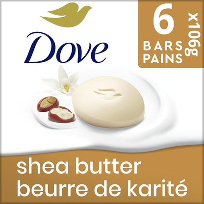 Dove Beauty Bar Seife für genährte, strahlende Haut, Sheabutter, pflegt die Haut, 106 g, 6 Stück