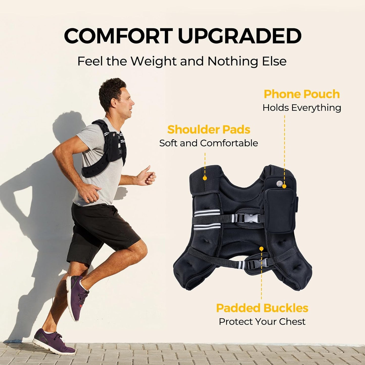 PACEARTH Gewichtsweste, 2,7 kg/4,5 kg/5,4 kg/7,2 kg/11,3 kg/13,6 kg Gewichtsweste mit reflektierendem Streifen, verstellbare Gewichtsweste für Männer und Frauen Training, Krafttraining, Laufen, Gehen, Joggen