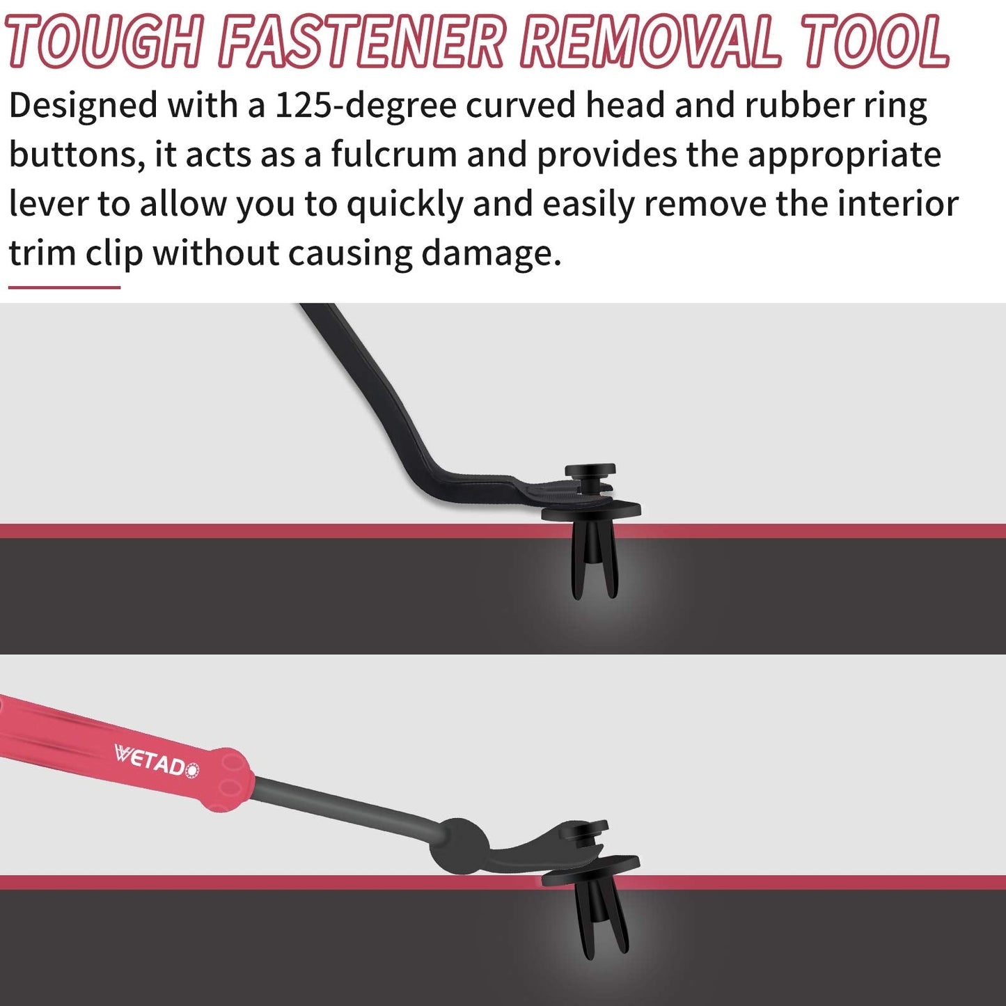 Wetado Trim Removal Tool, Car Upholstery Repair Kit, Car Door Audio Panel Trim Removal Set, Fastener Terminal Remover Tool Set Clips Pry Kit Auto Clip Pliers (8PCS Red)