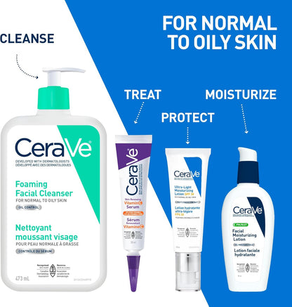 CeraVe Schäumendes Reinigungsgel, Sanfte Gesichtsreinigung mit Hyaluronsäure, Niacinamid, Ceramiden. Make-up-Entferner für fettige Haut, verstopft die Poren nicht. Öl- und Talgkontrolle. Nicht komedogen, empfindliche Haut, Männer & Frauen, 562ML