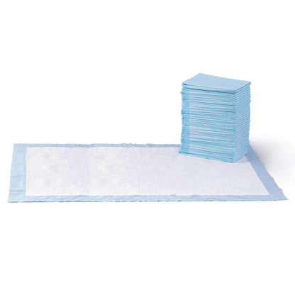 Amazon Basics Leak-Proof Dog and Puppy Potty Training Pee Pads with Quick-Dry 5-Layer Super Absorbent Design for Housebreaking, Regular Size 22x22", Blue & White, 150 Count