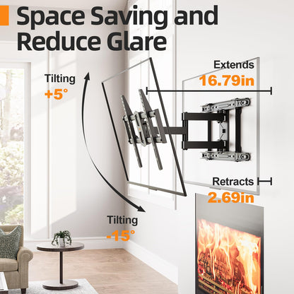 IWORKBOARD 55 65 75 85 inch Tilting TV Wall Mount for 32-90 '' TVs, Low Profile TV Mount Bracket, Safe Lock & Quick Release, Max VESA 600x400mm, 24 inch Studs,132 lbs, Fit Most 55+ 75+ 85+ 86 TVs