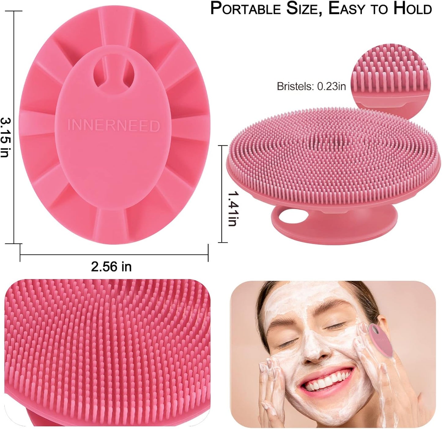 INNERNEED Duschbürste aus weichem Silikon in Lebensmittelqualität, Hand-Körperbürste zur Hautreinigung, sanftes Peeling, gute Schaumbildung (Schwarz)