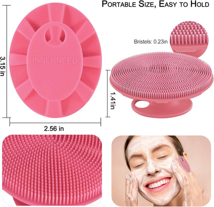 INNERNEED Duschbürste aus weichem Silikon in Lebensmittelqualität, Hand-Körperbürste zur Hautreinigung, sanftes Peeling, gute Schaumbildung (Schwarz)