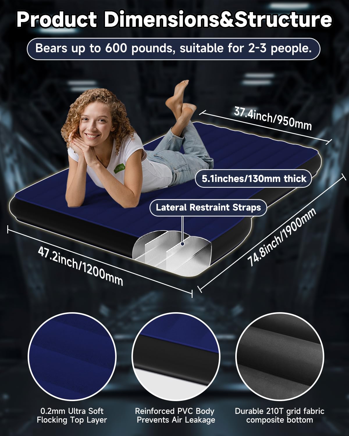 Umbrauto Car Air Mattress Backseat| Inflatable Truck Back Seat Camping Airbed for SUV Rear Seat, Blow Up Sleeping Travel Bed for Van Trunk with Pump & Pillows