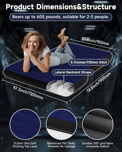 Umbrauto Car Air Mattress Backseat| Inflatable Truck Back Seat Camping Airbed for SUV Rear Seat, Blow Up Sleeping Travel Bed for Van Trunk with Pump & Pillows