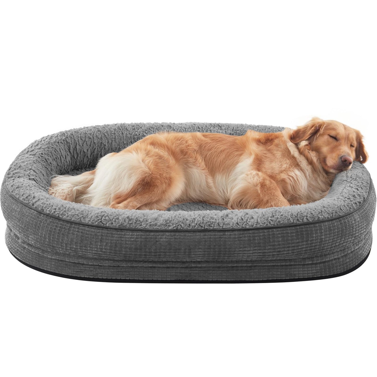 JOEJOY Orthopedic Dog Beds Large Sized Dog, XL Egg-Crate Memory Foam Pet Couch Bed with Bolster Sides, Waterproof Lining, Removable Washable Cover & Non-Slip Bottom, Brown