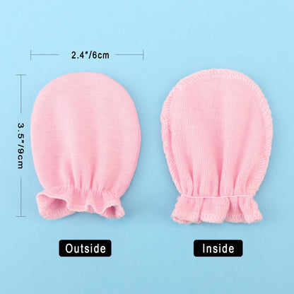 BQUBO Baby Fäustlinge Kratzschutz Handschuhe aus Baumwolle mit elastischem Bündchen Hypoallergen für Neugeborene und Babys von 0-6 Monaten Jungen und Mädchen